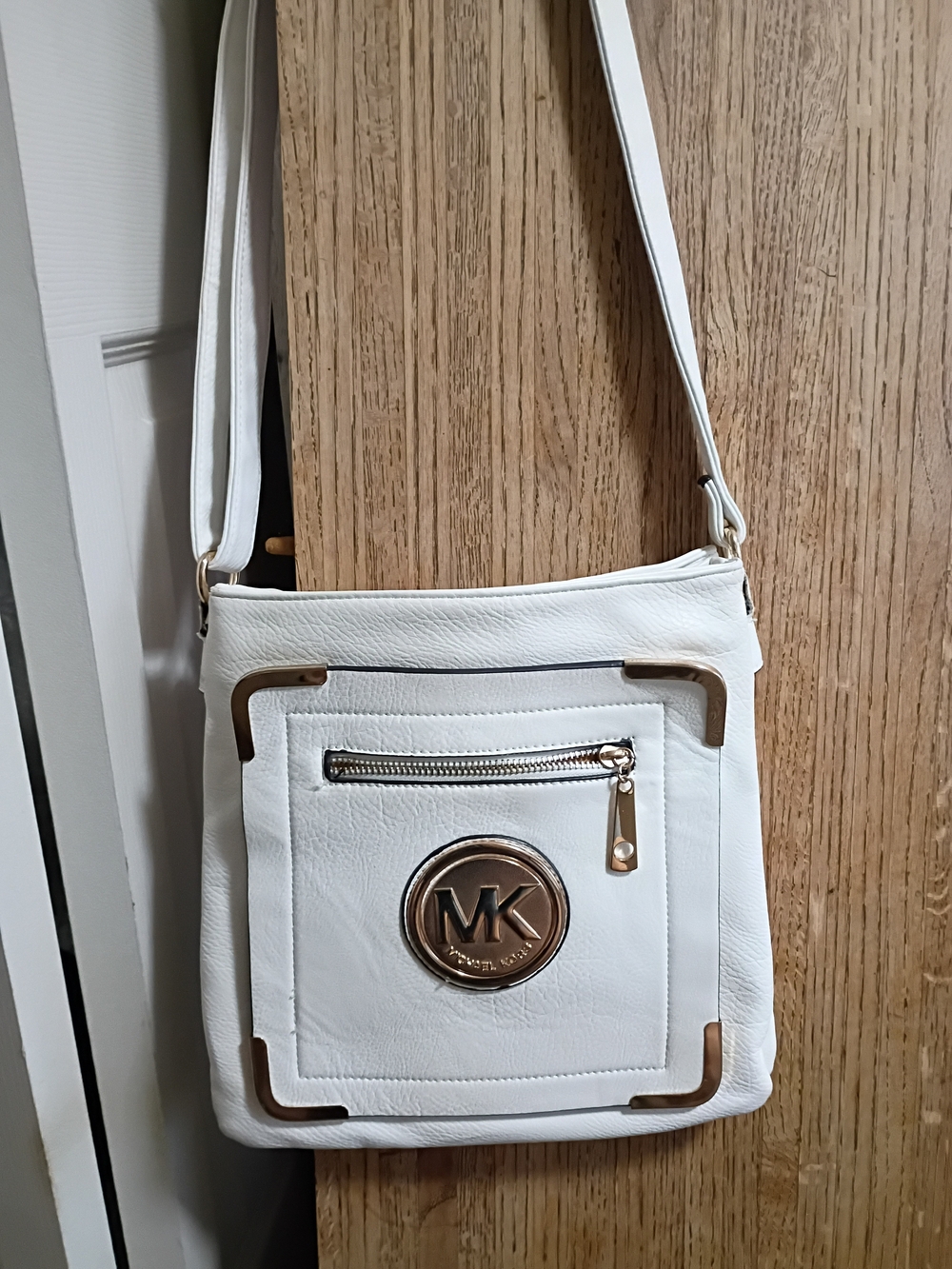 Michael Kors White MK Crossbody Bag
